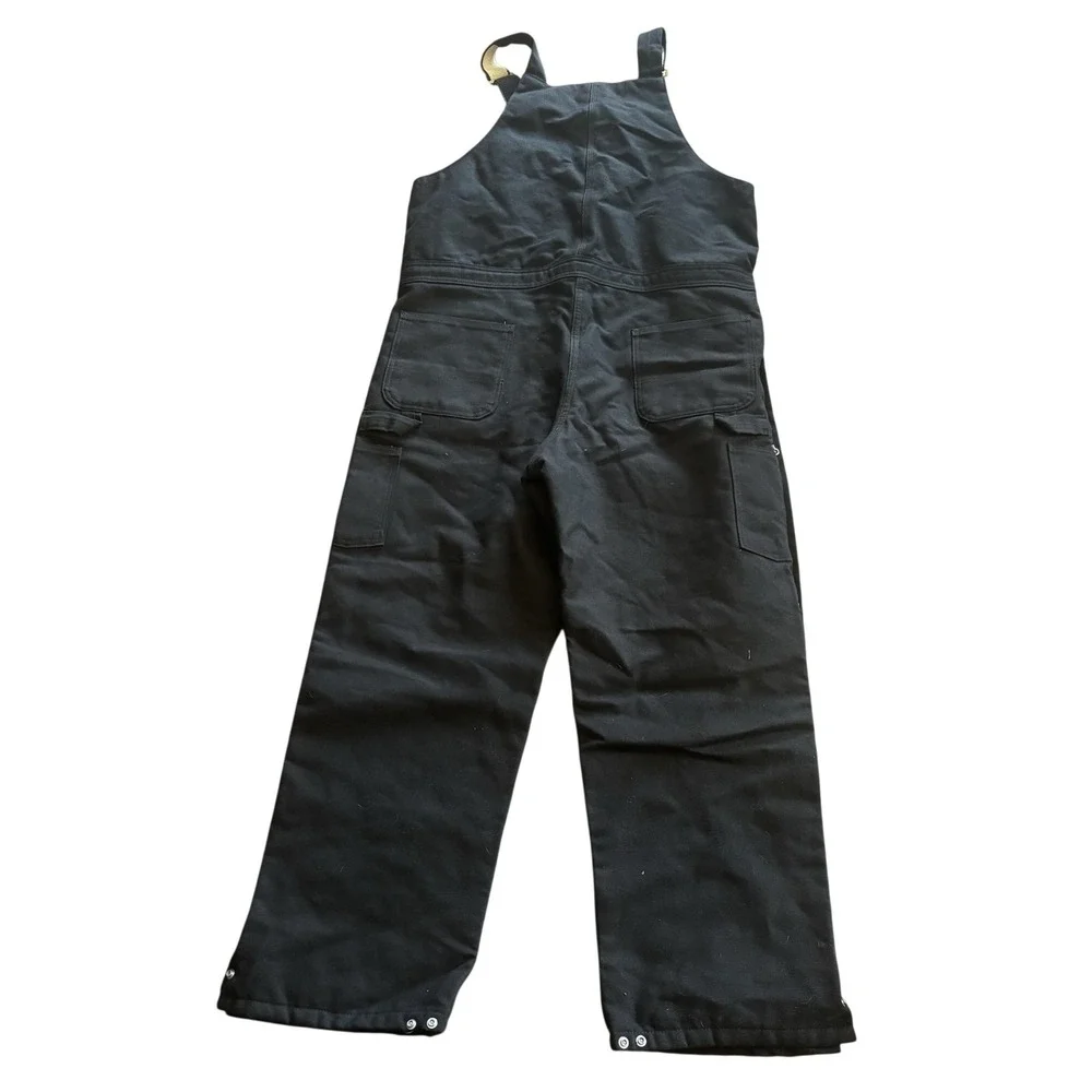 Carhartt Bib Overalls Mens 36x30 Black R38 Duck Insulated Quilt Lined Workwear
